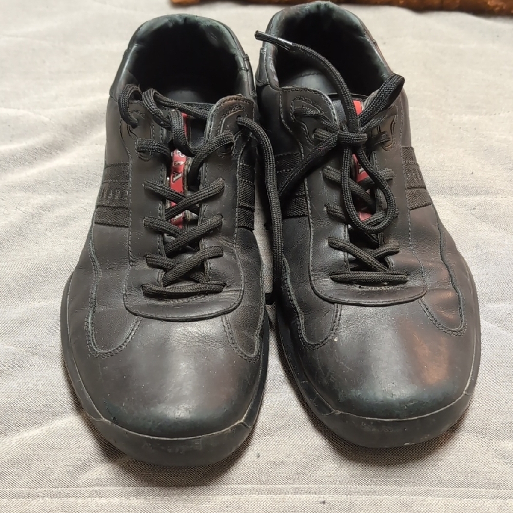 Prada Black Sneakers with Red Accents